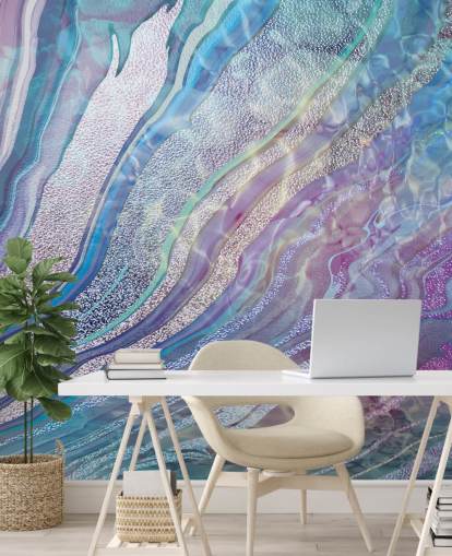 papel pintado efecto geoda púrpura, azul y plata papel pintado efecto geoda púrpura, azul y plata