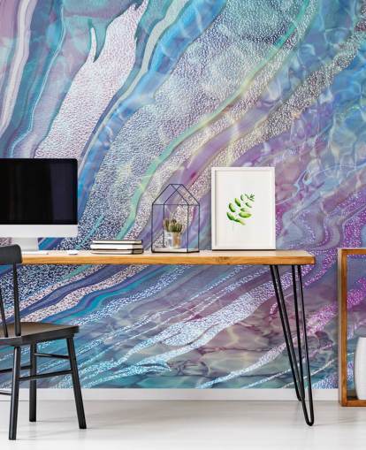 purple, blue and silver geode effect wallpaper