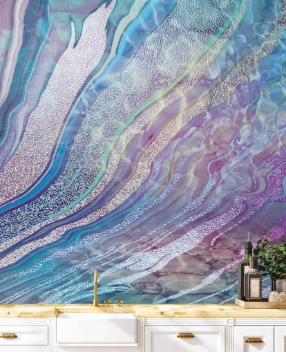 purple, blue and silver geode effect wallpaper