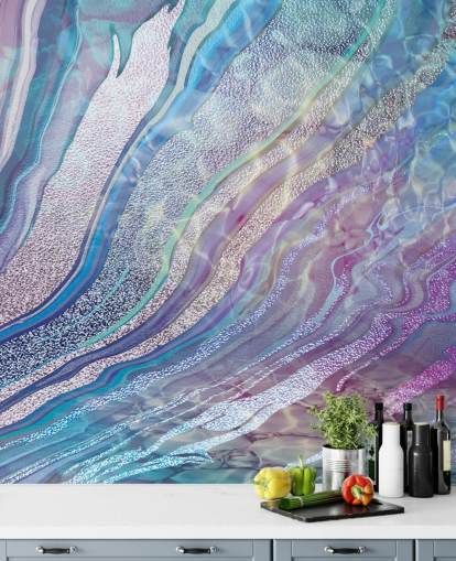 purple, blue and silver geode effect wallpaper