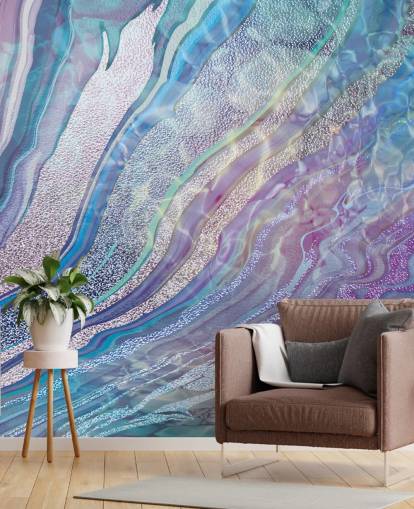 lila, blå och silver geode effekt tapet lila, blå och silver geode effekt tapet