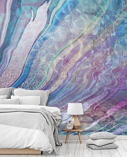 purple, blue and silver geode effect wallpaper