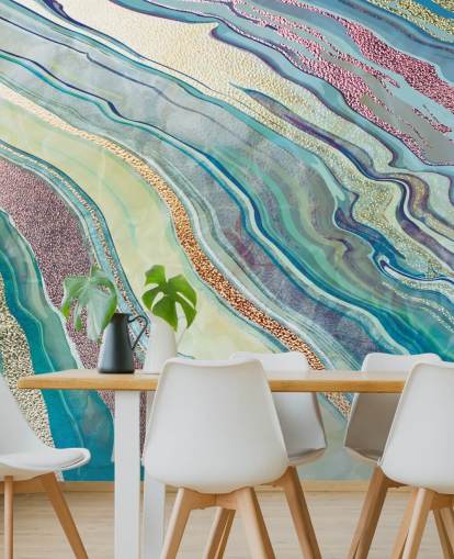 papel de parede de efeito de mármore azul e rosa