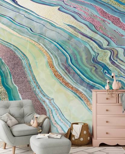 blue and pink marble effect wallpaper