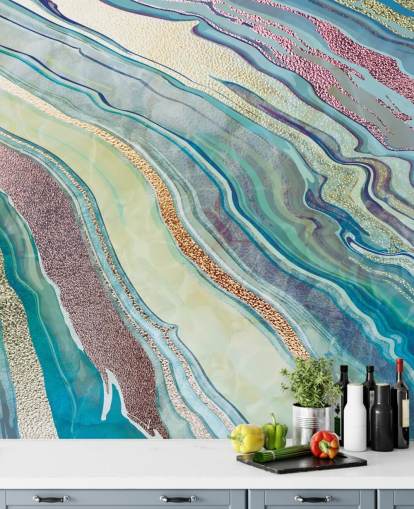 papel pintado efecto mármol azul y rosa papel pintado efecto mármol azul y rosa