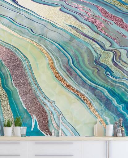 blue and pink marble effect wallpaper