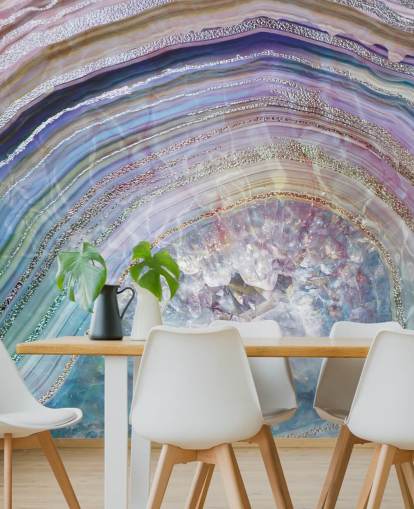 papel pintado geoda púrpura y azul