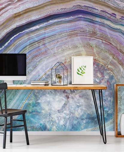 paars en blauw geode behang