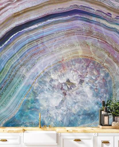 papier peint géode violet et bleu