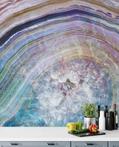 lila und blaue Geode-Tapete