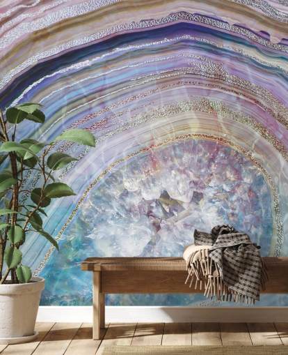 papier peint géode violet et bleu