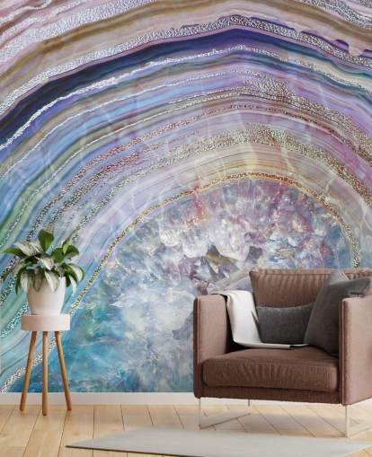 papel de parede geode roxo e azul