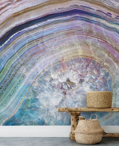 lila und blaue Geode-Tapete