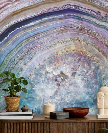 paars en blauw geode behang