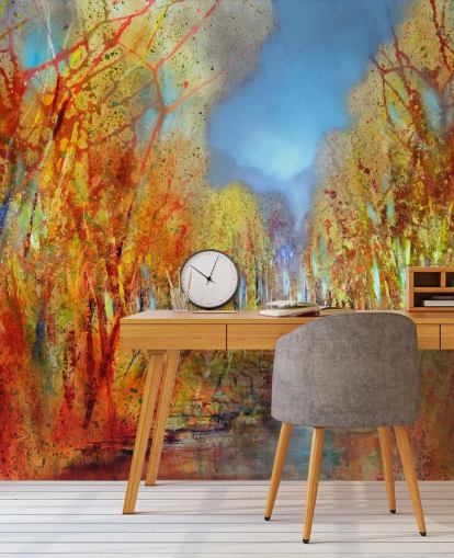 papel de parede árvores pintadas laranja papel de parede árvores pintadas laranja