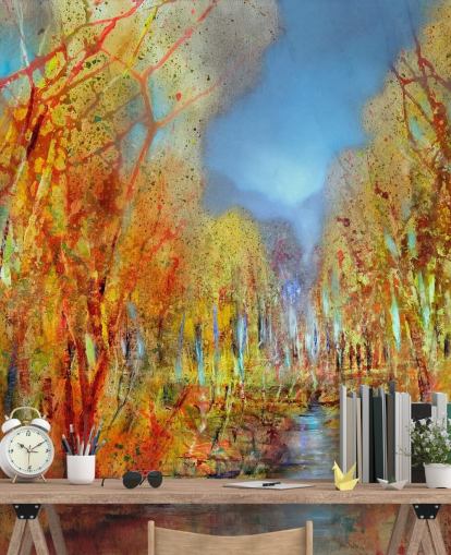 orange painted trees wallpaper orange painted trees wallpaper