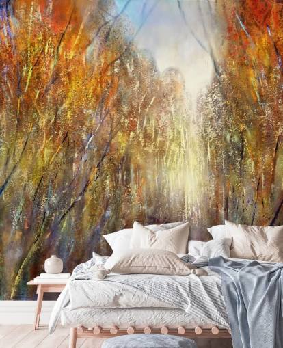 geel en oranje herfstbomen behang geel en oranje herfstbomen behang