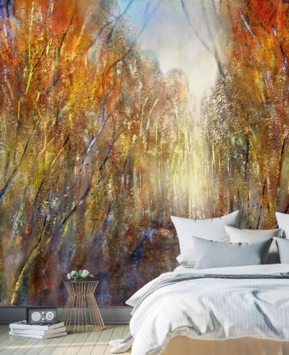 yellow and orange autumn trees wallpaper