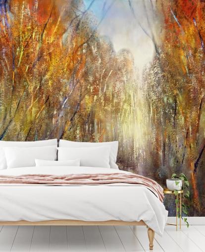 geel en oranje herfstbomen behang geel en oranje herfstbomen behang