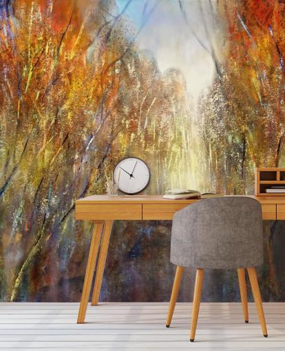 yellow and orange autumn trees wallpaper