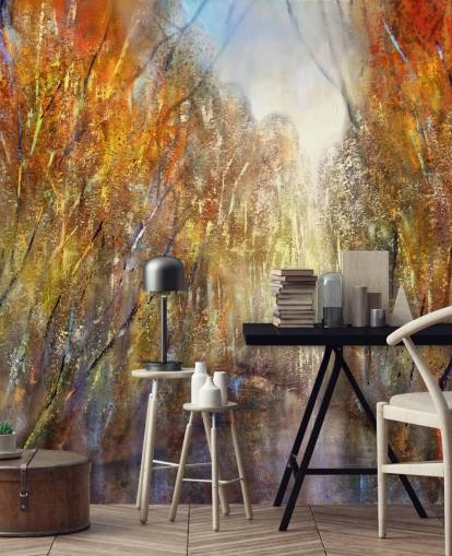 papier peint arbres d'automne jaune et orange papier peint arbres d'automne jaune et orange