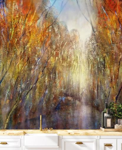 geel en oranje herfstbomen behang geel en oranje herfstbomen behang