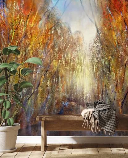 papel pintado de árboles de otoño amarillo y naranja papel pintado de árboles de otoño amarillo y naranja