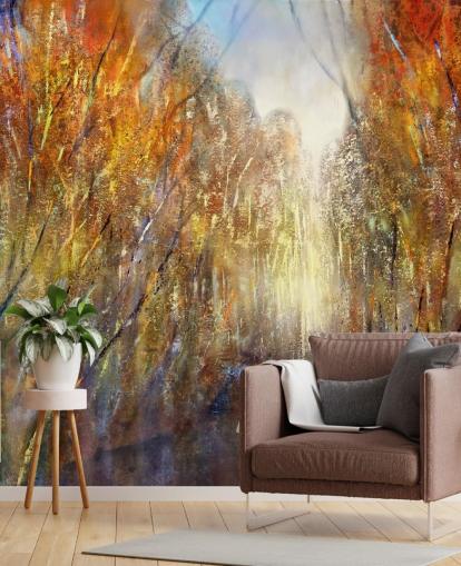 yellow and orange autumn trees wallpaper