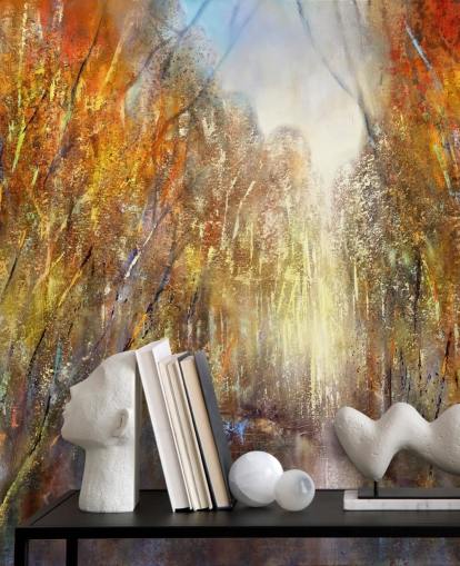 yellow and orange autumn trees wallpaper