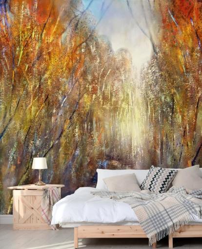 yellow and orange autumn trees wallpaper