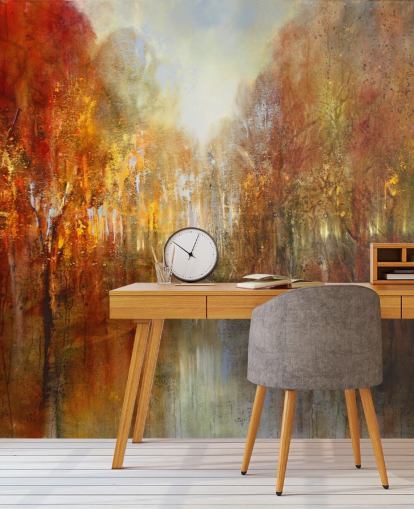 orange och gul målade skog tapeter orange och gul målade skog tapeter