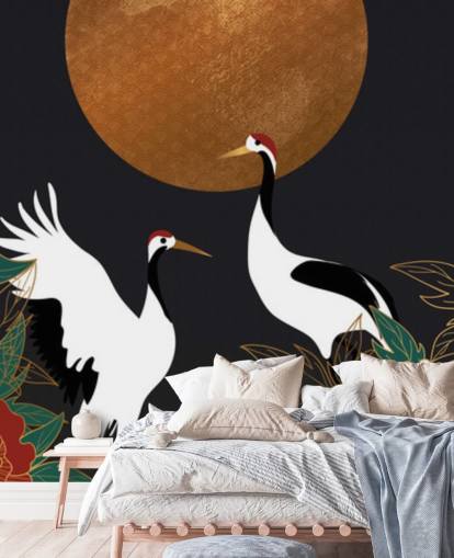 hegre og røde blomster tapet