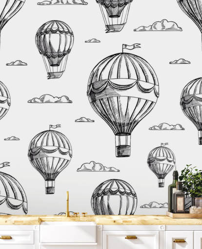 Vintage Airships Hot Air Balloon Wallpaper
