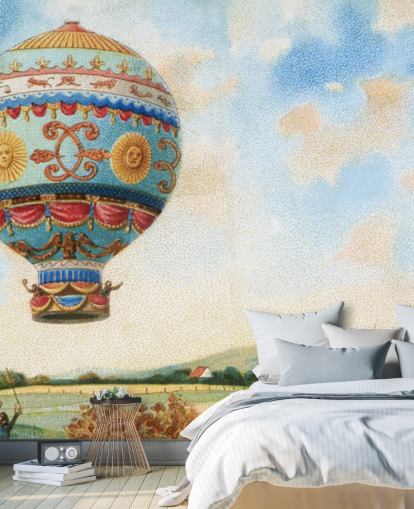 antike Malerei der Heißluftballon-Tapete