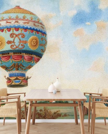 antike Malerei der Heißluftballon-Tapete antike Malerei der Heißluftballon-Tapete