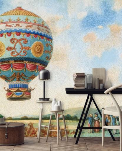 antique painting of hot air balloon wallpaper antique painting of hot air balloon wallpaper