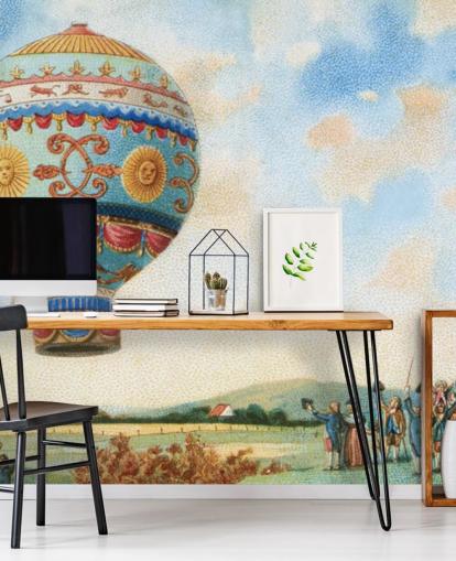 antique painting of hot air balloon wallpaper antique painting of hot air balloon wallpaper