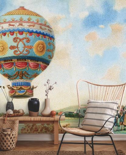 antike Malerei der Heißluftballon-Tapete antike Malerei der Heißluftballon-Tapete