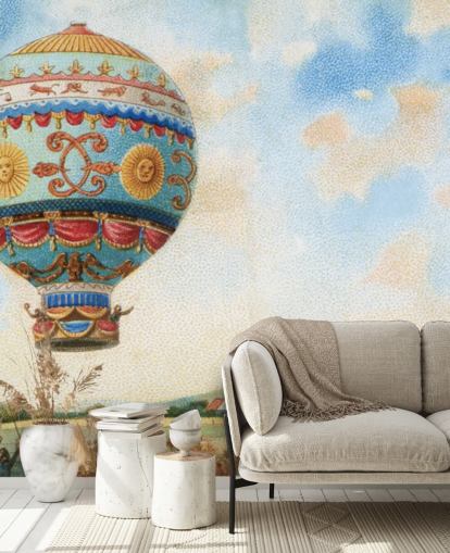 antike Malerei der Heißluftballon-Tapete