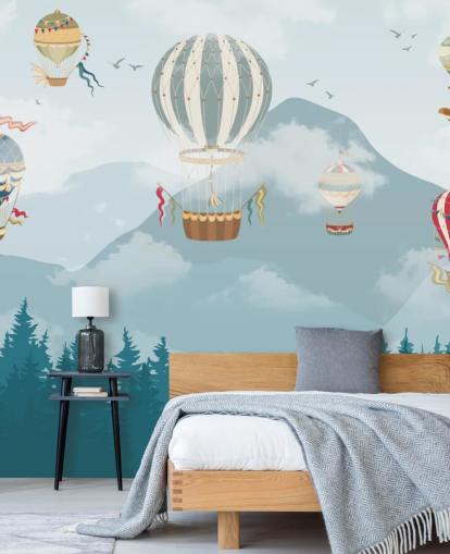 modern hot air balloon art wallpaper