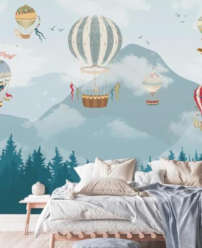 modern hot air balloon art wallpaper