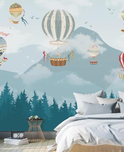 fondo de pantalla moderno de arte de globos aerostáticos