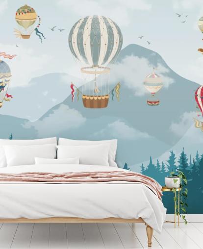 fondo de pantalla moderno de arte de globos aerostáticos