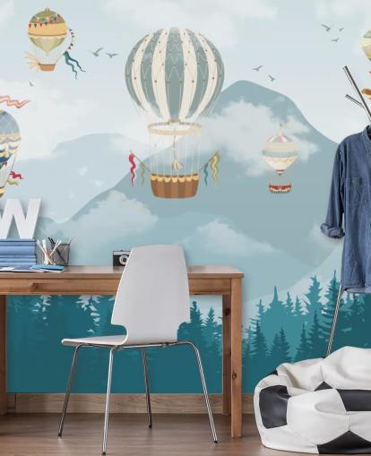 modern hot air balloon art wallpaper 