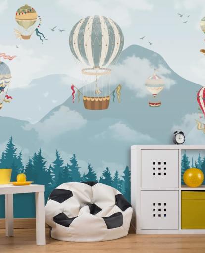 modern hot air balloon art wallpaper 