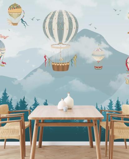 modern hot air balloon art wallpaper