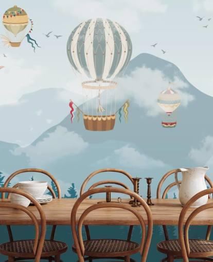 papier peint d'art moderne en montgolfière