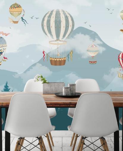 modern hot air balloon art wallpaper