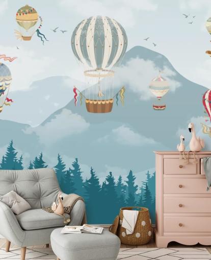 moderne varmluftsballon kunst tapet