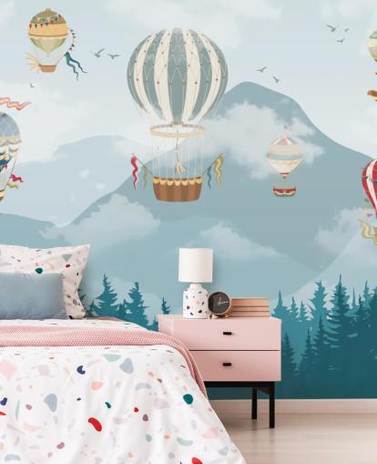 modern hot air balloon art wallpaper 